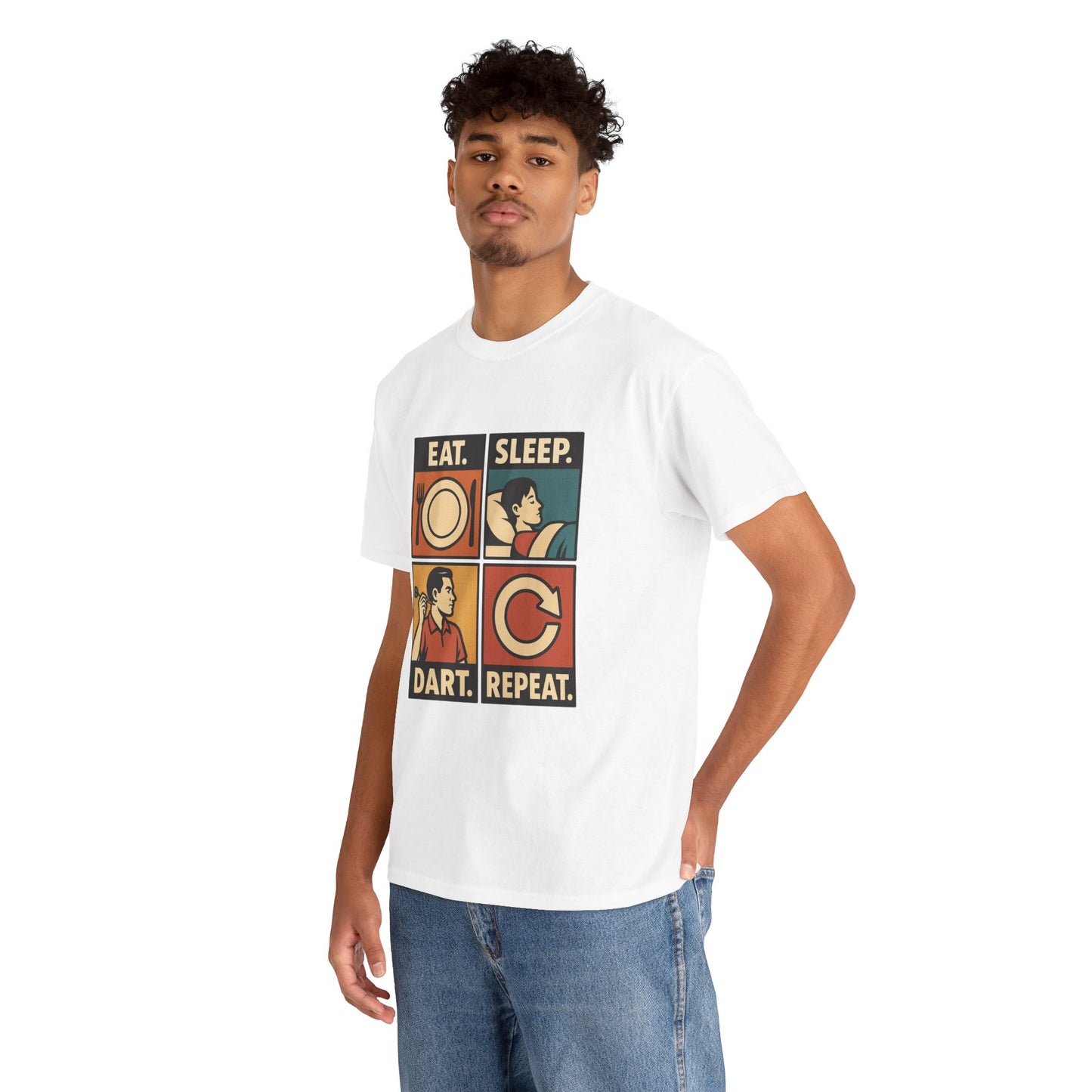 Eat Sleep Dart Repeat Vintage Comic T-Shirt - Darts4All