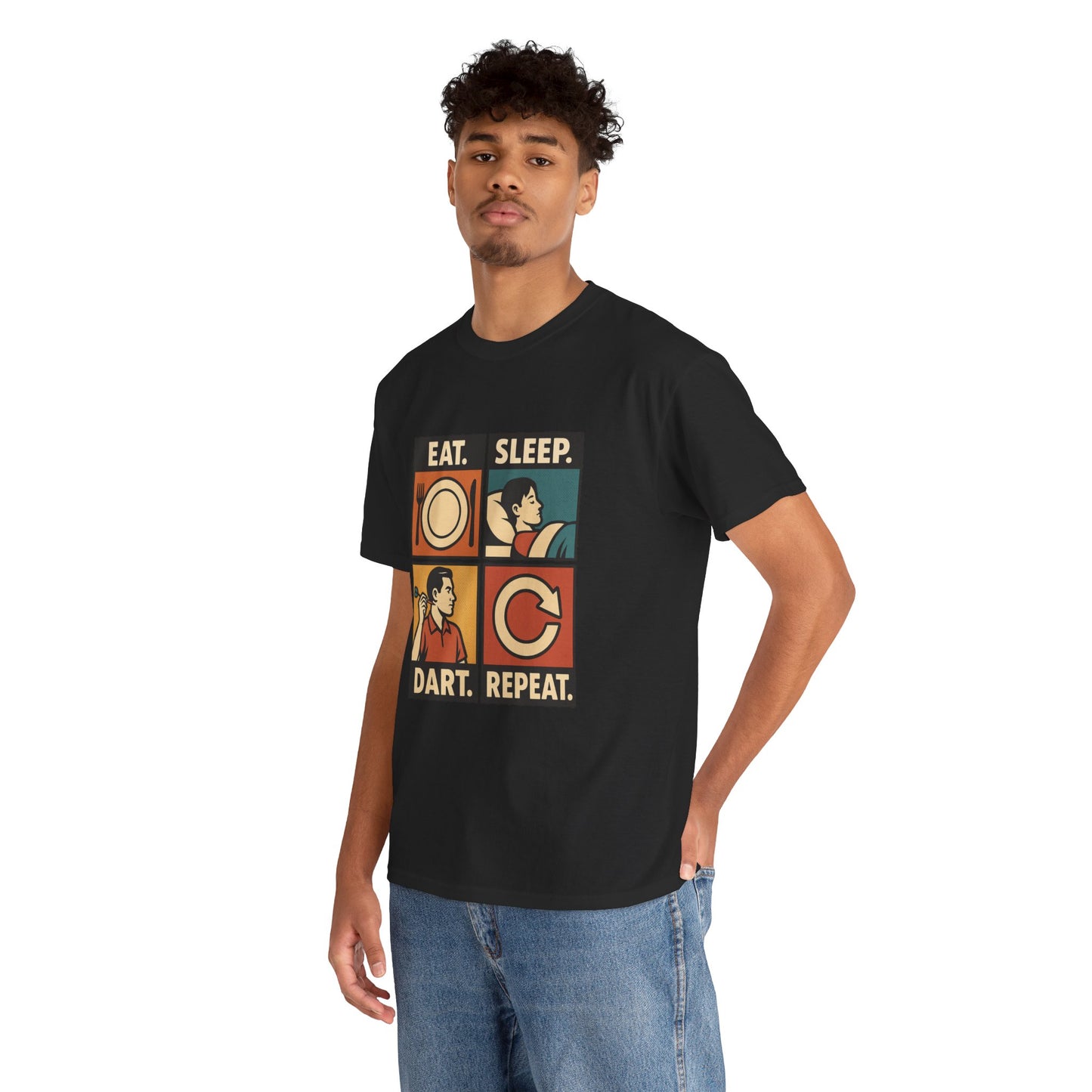 Eat Sleep Dart Repeat Vintage Comic T-Shirt - Darts4All