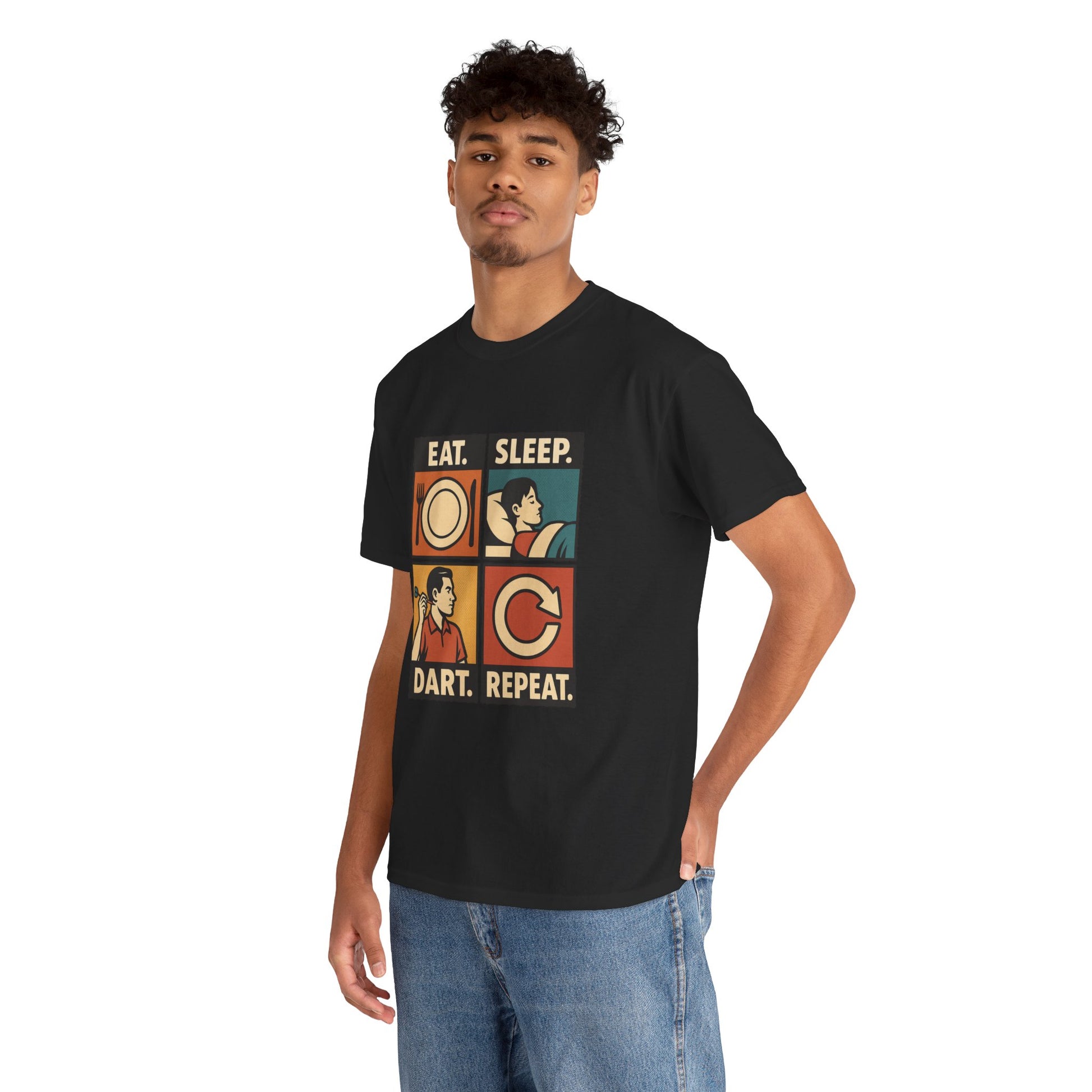 Eat Sleep Dart Repeat Vintage Comic T-Shirt - Darts4All